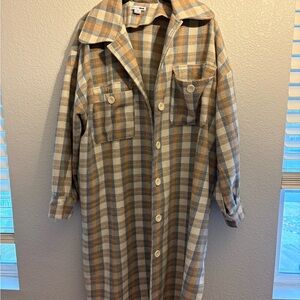 Brown Plaid Button-Up Coat